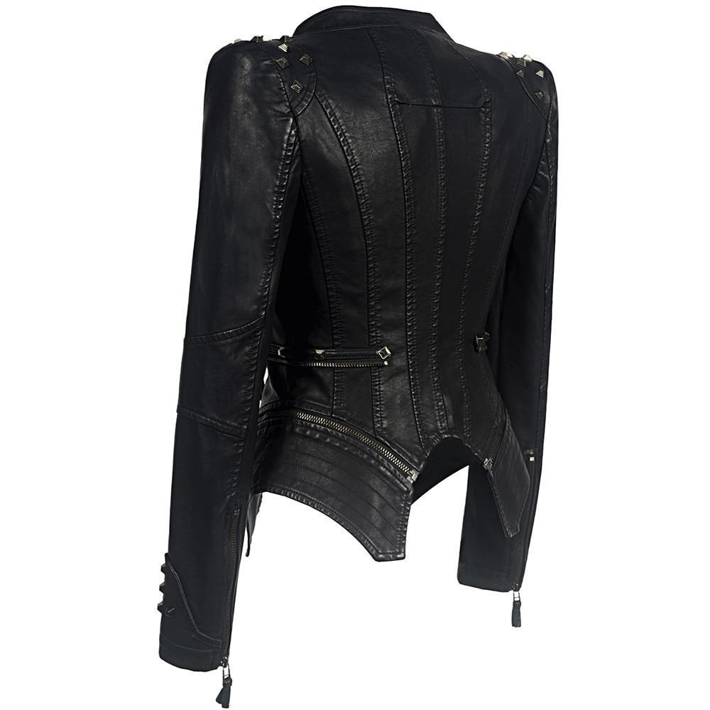 Bikerjacke Leder Style Slim Fit Schnitt - IdealeKleiden