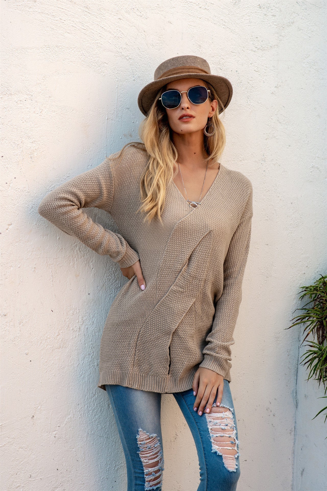 Women's Oversized Knitted Off-Shoulder Dress