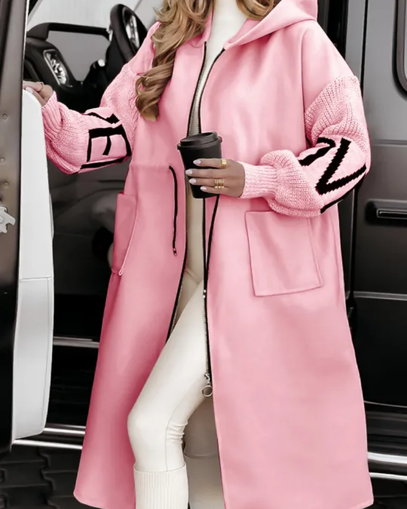 Comfortable Hoodie with Knit Sleeves
