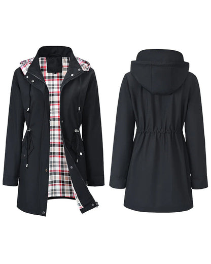 Wasserdichte Trenchcoat Damen Lang Kapuze - IdealeKleiden