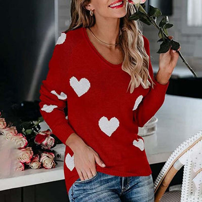 Women's Knitted Jumper Heart Pattern Elegance