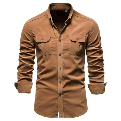 Men's Modern Brown Corduroy Shirt