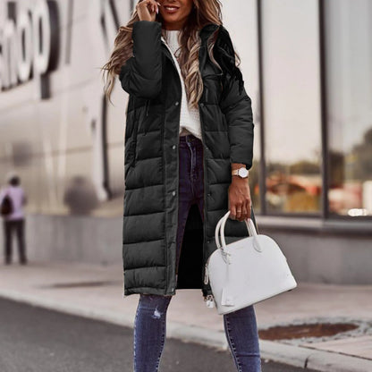 Women's Long Lined Winter Coat Hooded