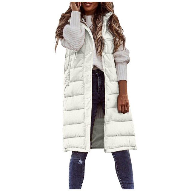 Elegant Vest Long Coat Sleeveless Lightweight Cotton