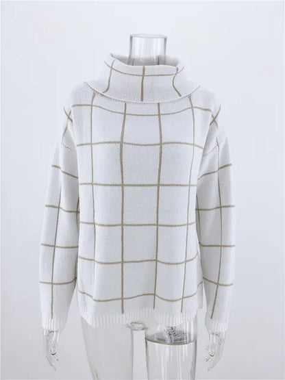Alma Women's Plaid Turtleneck Sweater Modern