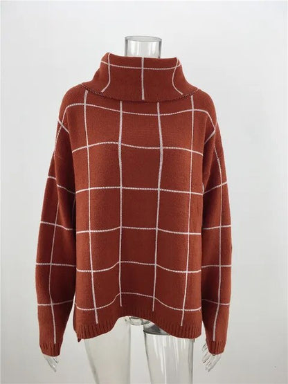 Alma Women's Plaid Turtleneck Sweater Modern