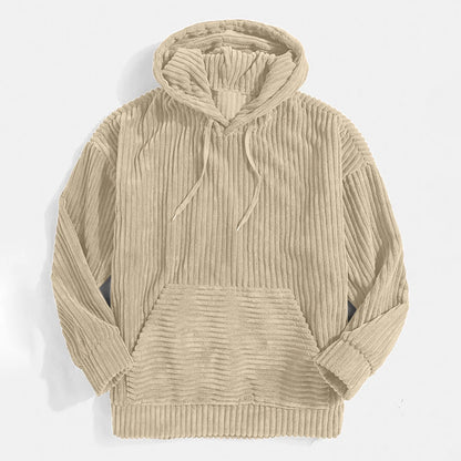 Stylish Men's Corduroy Jacket Hood Modern