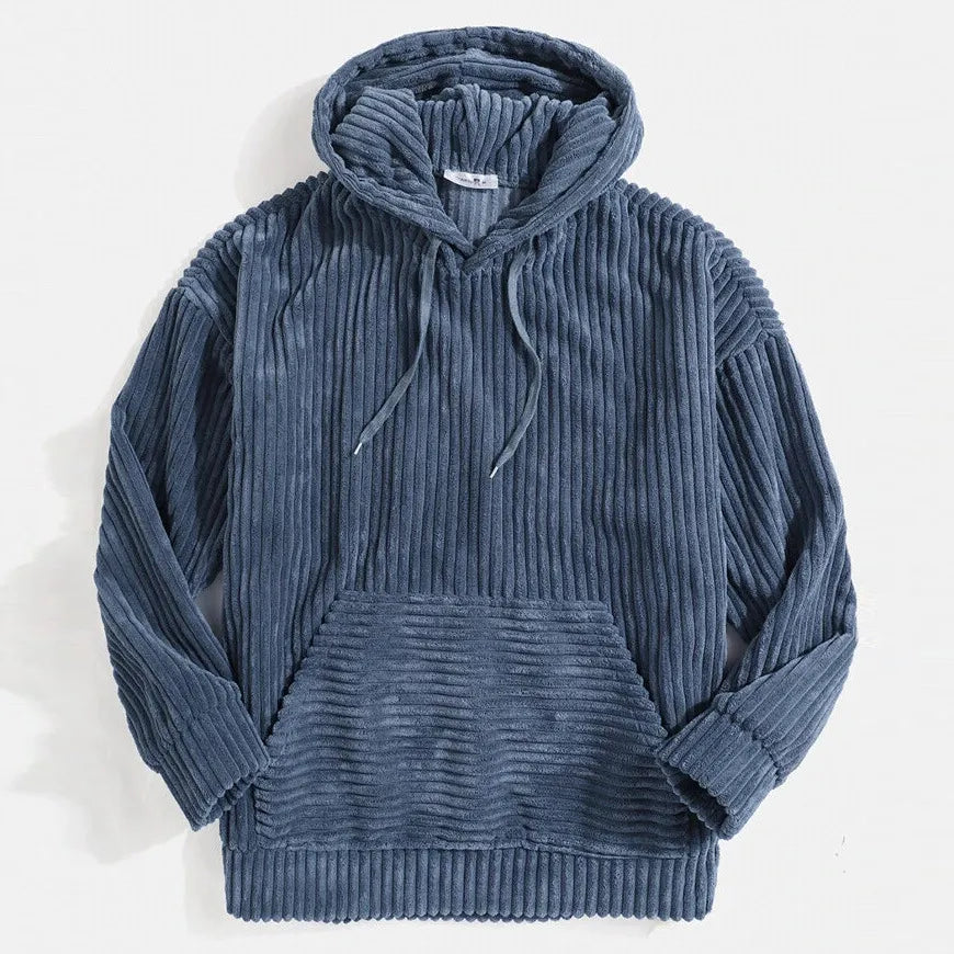 Stylish Men's Corduroy Jacket Hood Modern