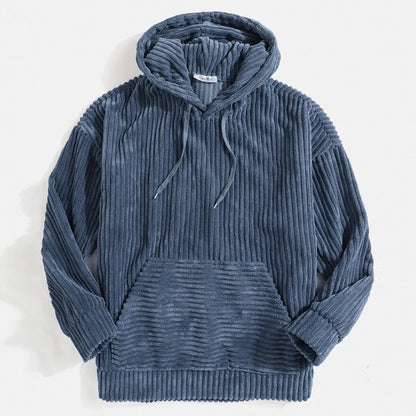 Stylish Men's Corduroy Jacket Hood Modern