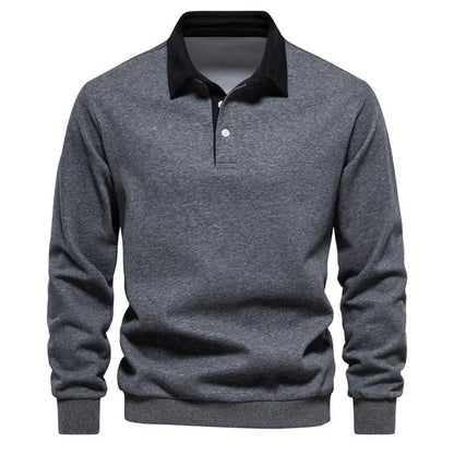 Men's Long-Sleeved Polo Shirt, Elegant and Classic