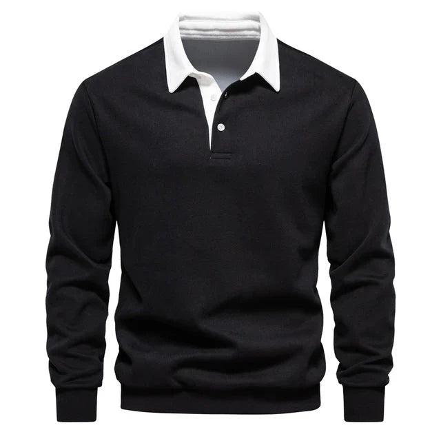 Men's Long-Sleeved Polo Shirt, Elegant and Classic