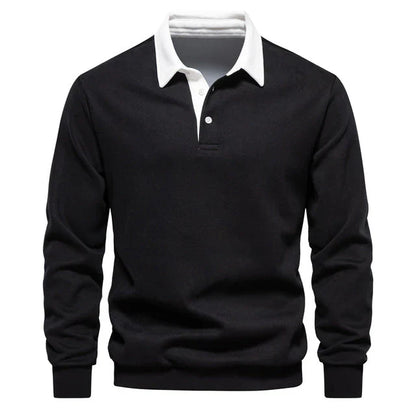 Men's Long-Sleeved Polo Shirt, Elegant and Classic