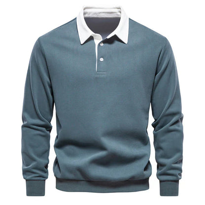 Men's Long-Sleeved Polo Shirt, Elegant and Classic