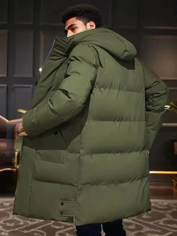 Herren Winterjacke Puffer Kapuzenjacke Lang - IdealeKleiden