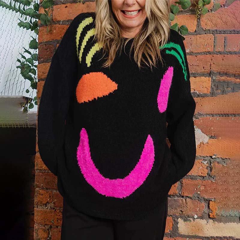 Smiling Knit Sweater Women