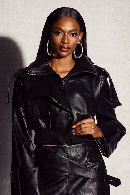 Kurz Lederjacke Damen Set