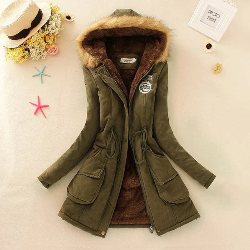 Warm Winter Jacket Women Hooded Lined