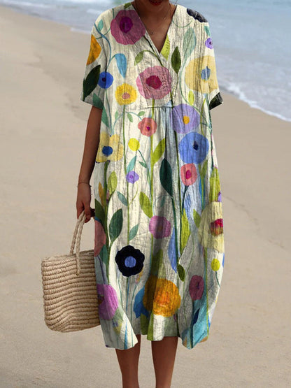 Summer Dress Floral Pattern Colorful Women's Dress