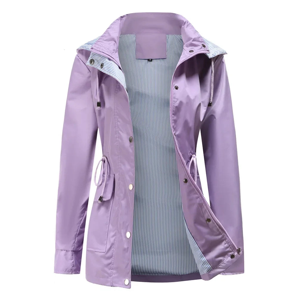 Wasserfeste Damenwindjacke Mit Abnehmbarer Kapuze - IdealeKleiden