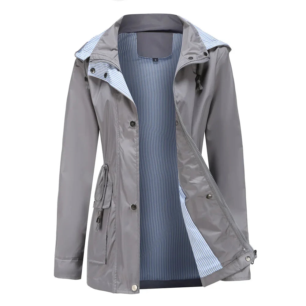 Women's Waterproof Wind Jacket With Detachable Hood