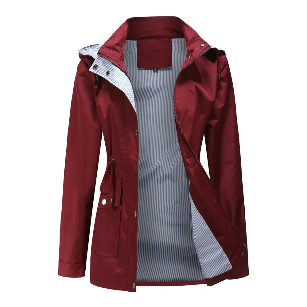 Women's Waterproof Wind Jacket With Detachable Hood