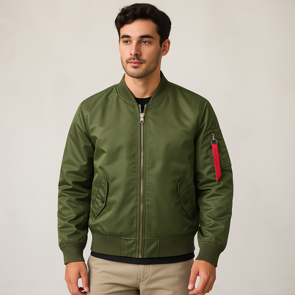 Modische Bomberjacke Frontreißverschluss Herren - IdealeKleiden