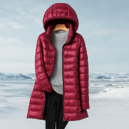 Stylish Quilted Coat Women Hood Warm
