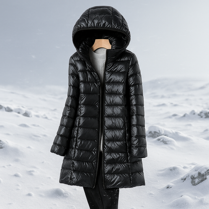 Stylish Quilted Coat Women Hood Warm