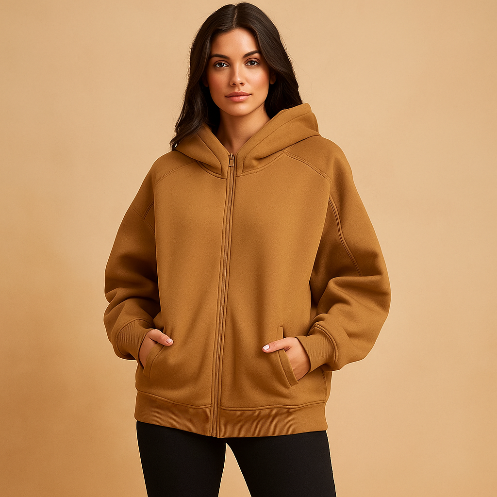 Women's Oversized Hooded Zipper Sweatshirt
