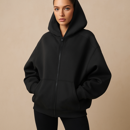 Women's Oversized Hooded Zipper Sweatshirt