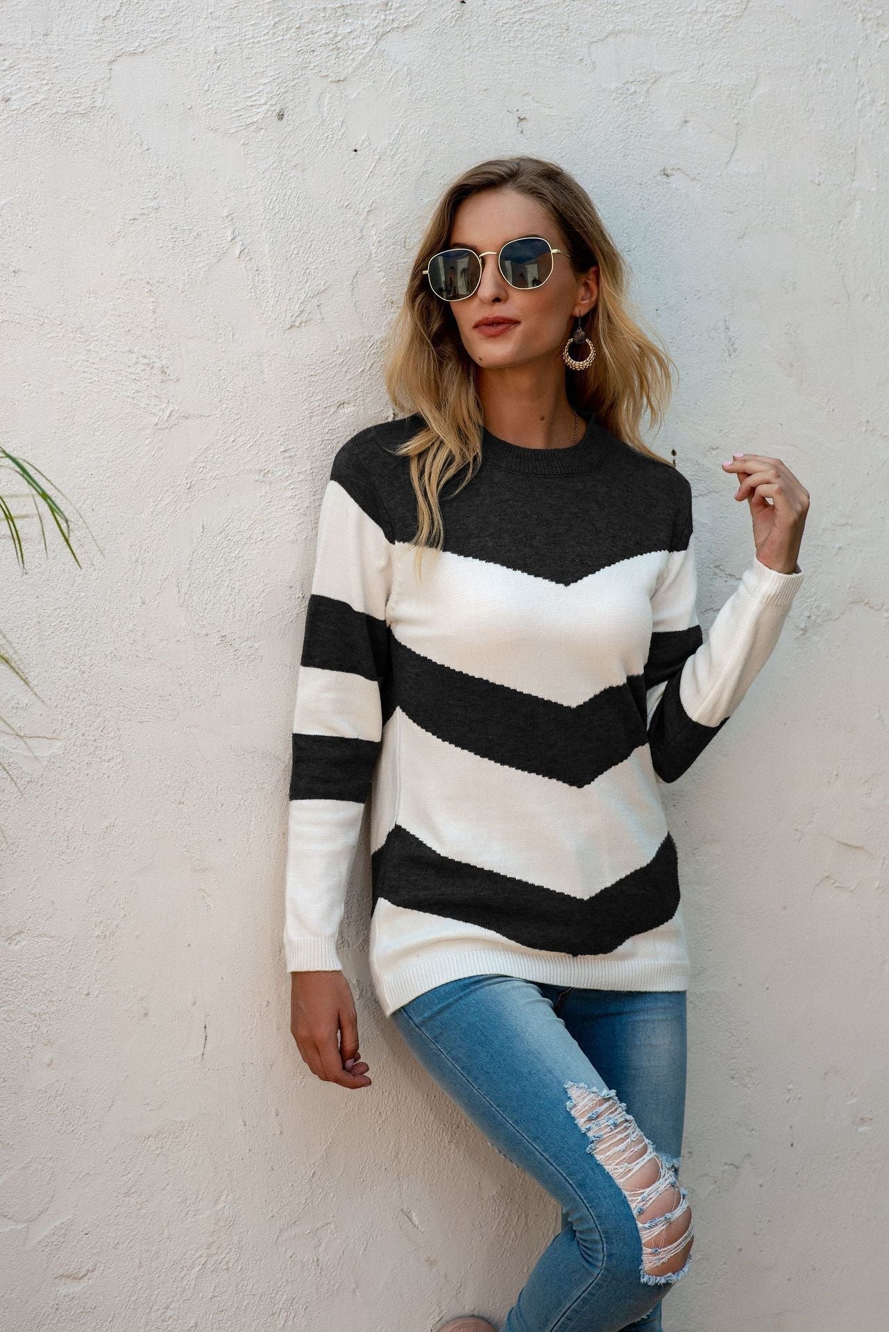 Comfortable Wool Clothing Zigzag Pattern Long Sleeves