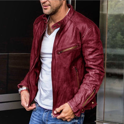 Men's Custom Leather Jacket - Classic Biker Look