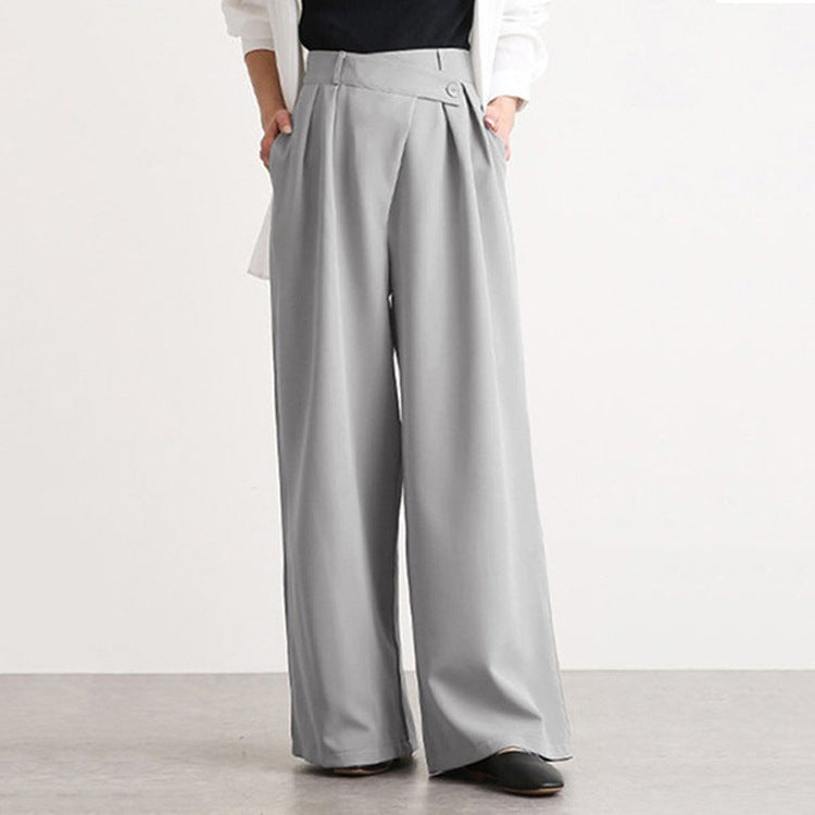 Women's Elegant Wide Pleated Hem Trousers