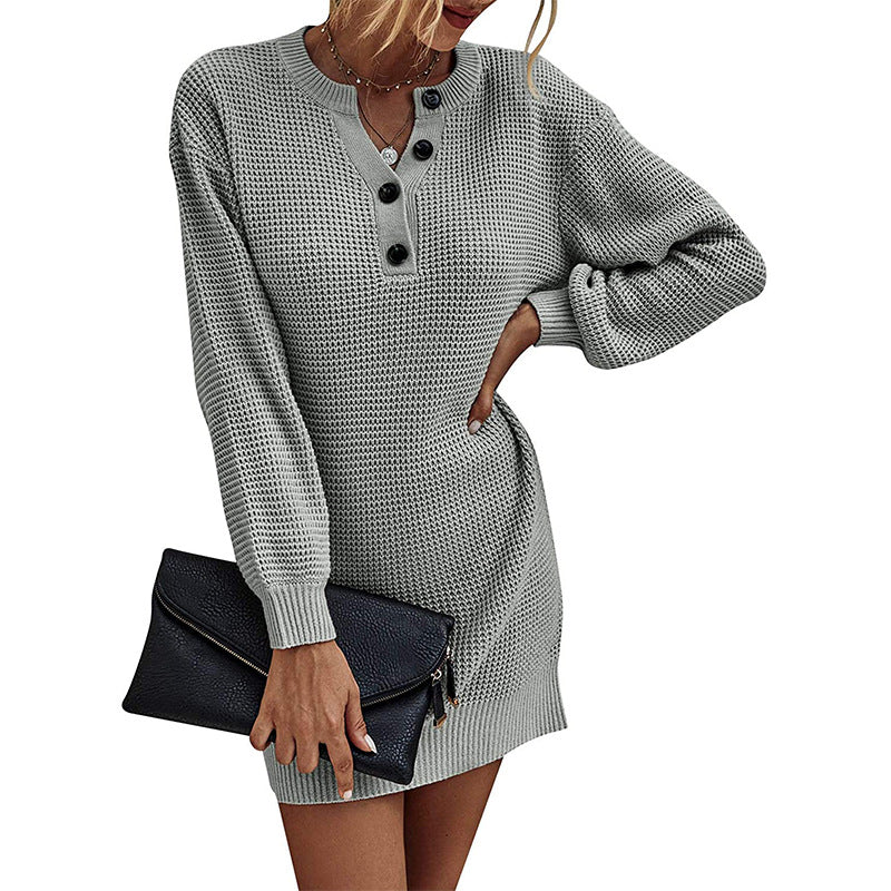 Women's Knitted Button-Front Dress