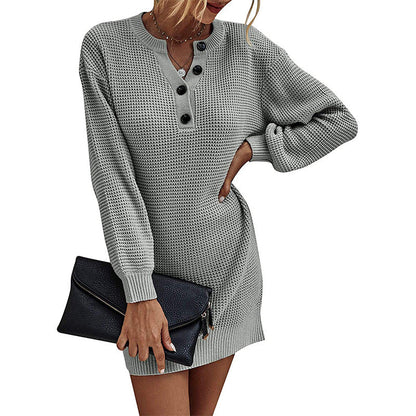 Women's Knitted Button-Front Dress