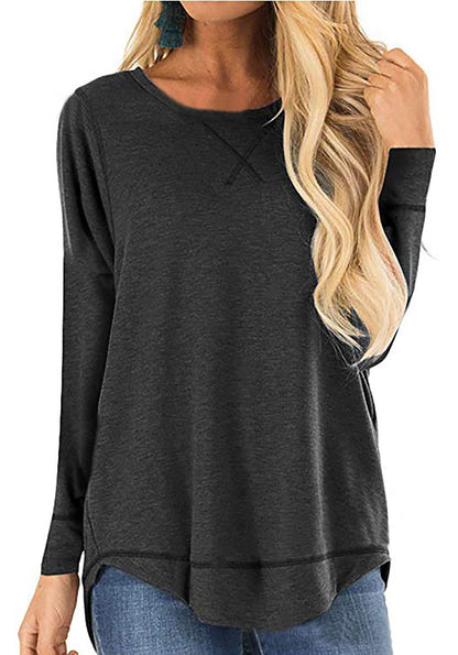 Women's Long Sleeve Shirt Comfortable Cotton Trendy Side Slits