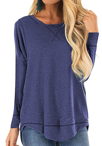 Women's Long Sleeve Shirt Comfortable Cotton Trendy Side Slits