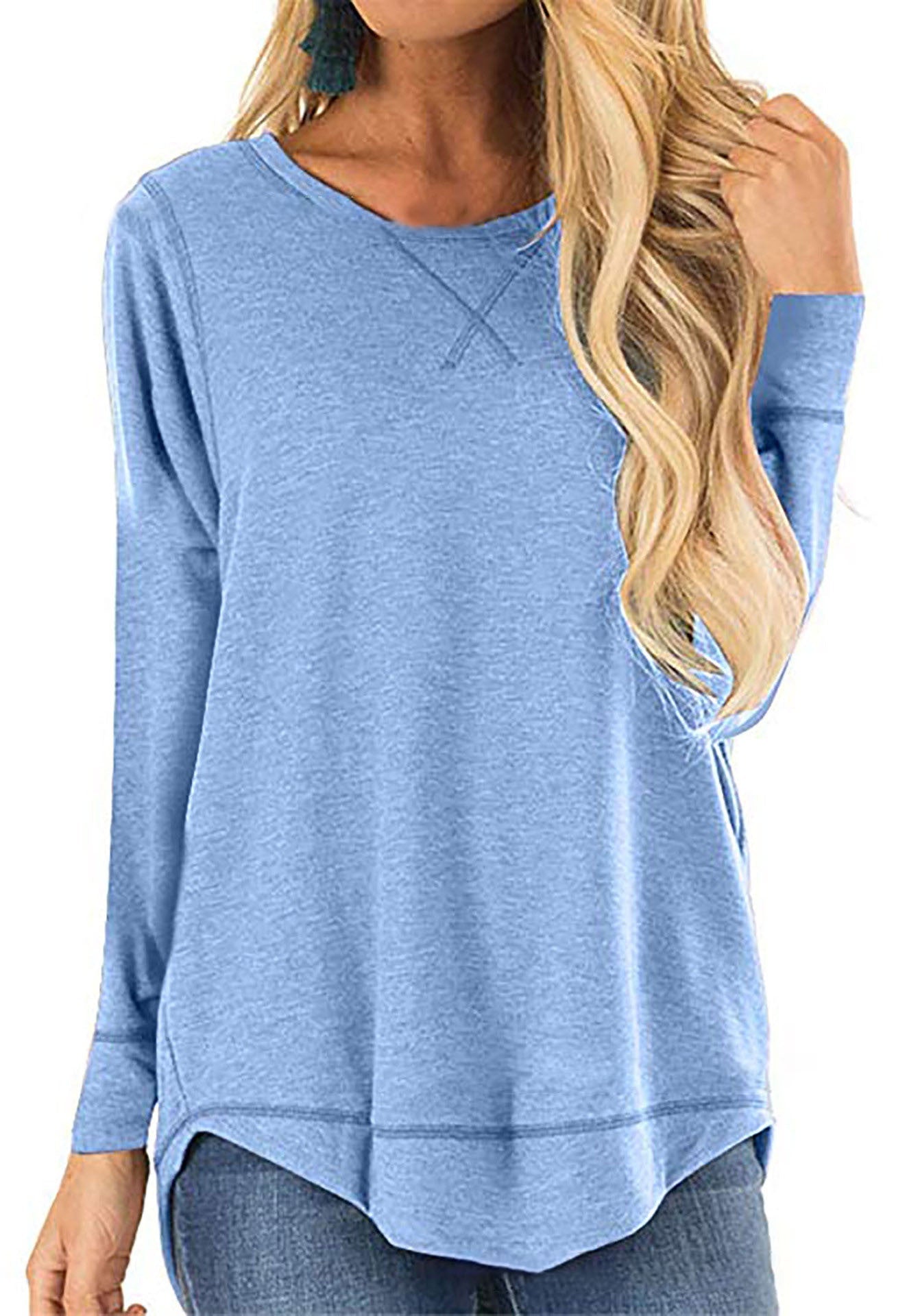 Women's Long Sleeve Shirt Comfortable Cotton Trendy Side Slits