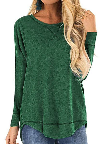 Women's Long Sleeve Shirt Comfortable Cotton Trendy Side Slits