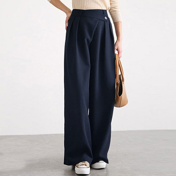 Women's Elegant Wide Pleated Hem Trousers