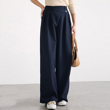 Women's Elegant Wide Pleated Hem Trousers