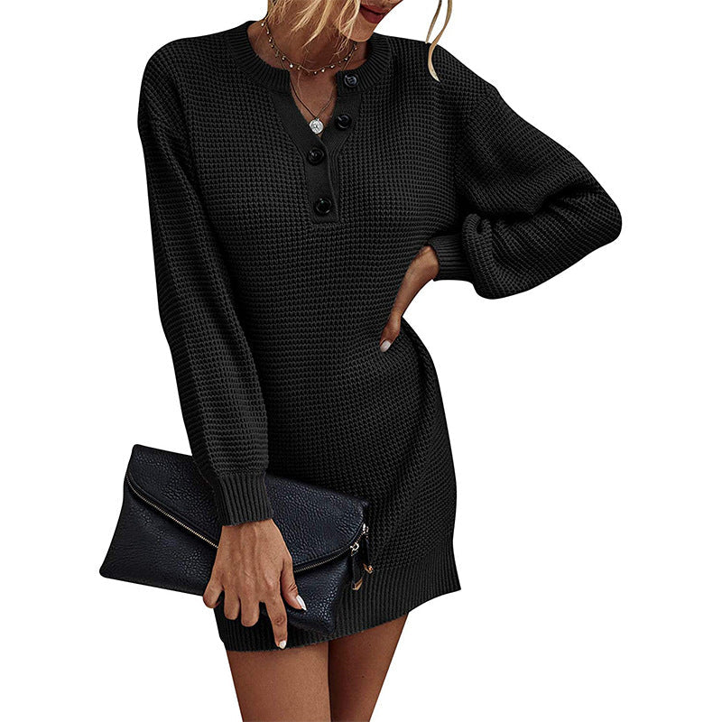 Women's Knitted Button-Front Dress