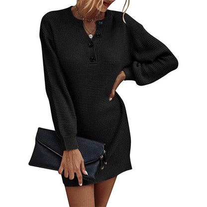 Women's Knitted Button-Front Dress