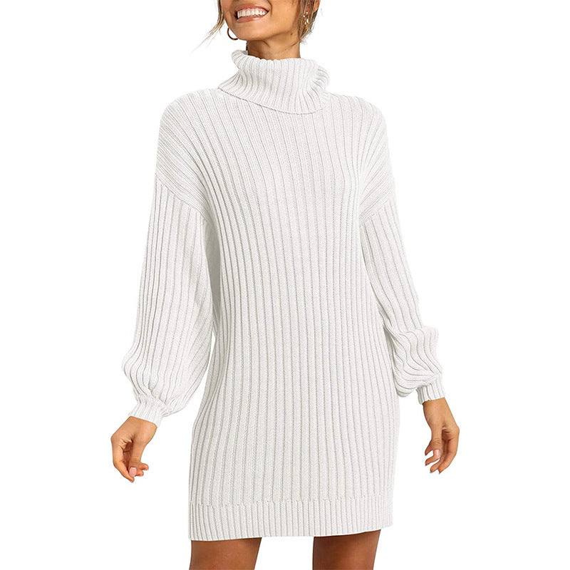 Women's Knitted Dress Elegant Design Wide Sleeves