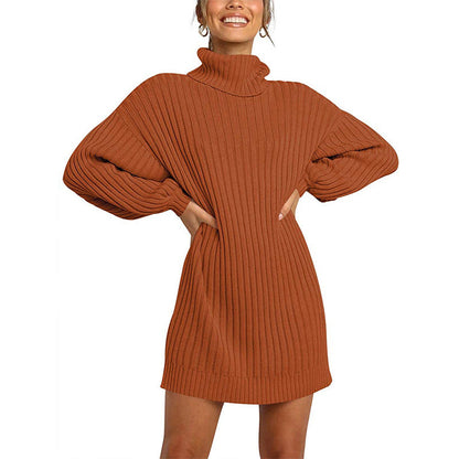 Women's Knitted Dress Elegant Design Wide Sleeves