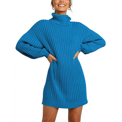 Women's Knitted Dress Elegant Design Wide Sleeves