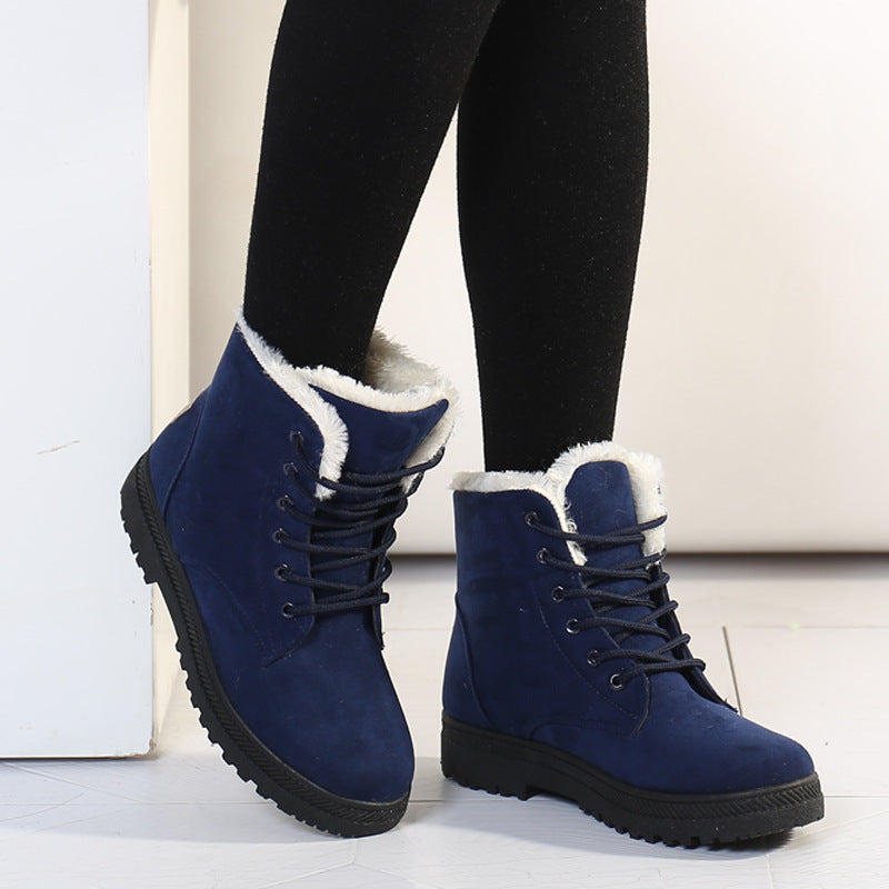 Stylish Suede Lace-up Ankle Boots