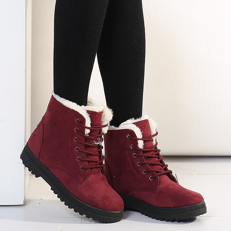 Stylish Suede Lace-up Ankle Boots
