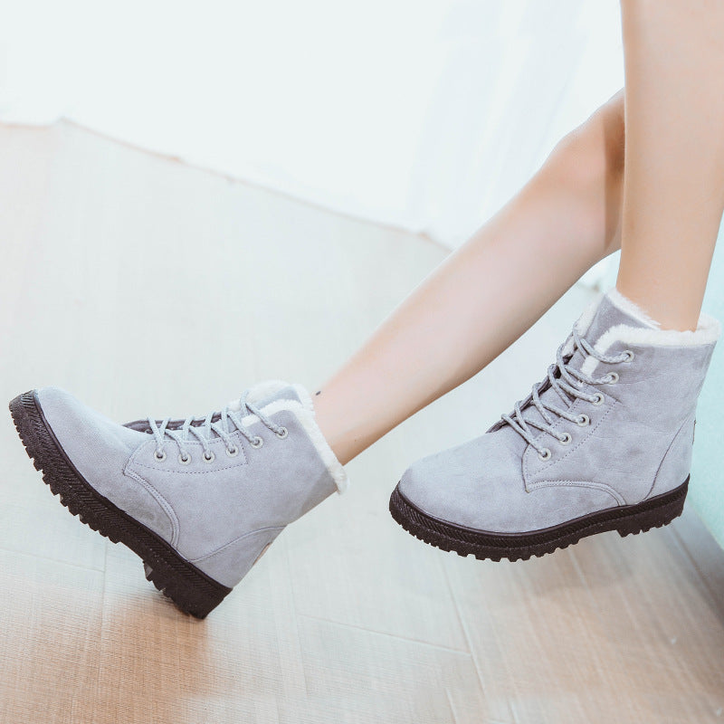 Stylish Suede Lace-up Ankle Boots