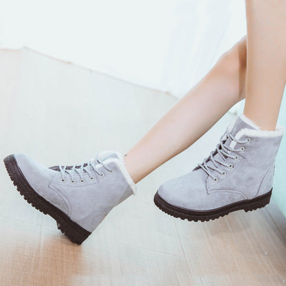 Stylish Suede Lace-up Ankle Boots